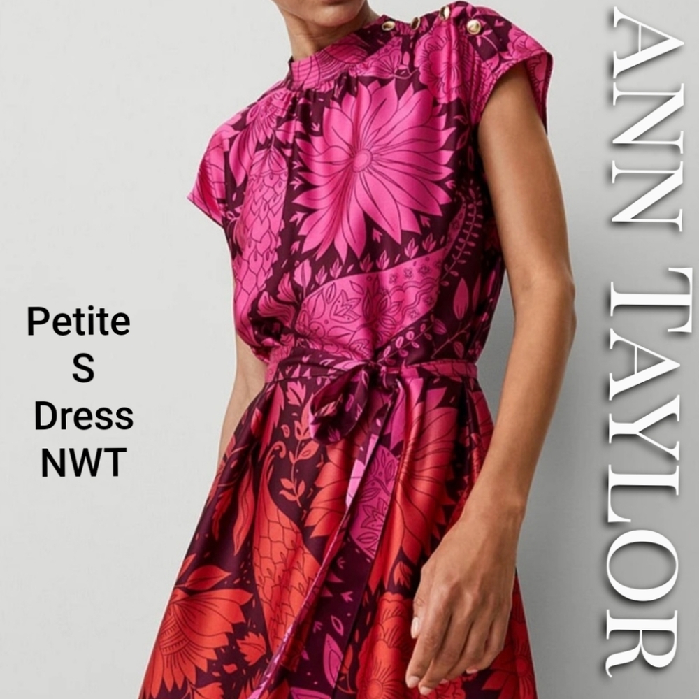 💥NEW Ann Taylor Floral Midi Dress VIBRANT